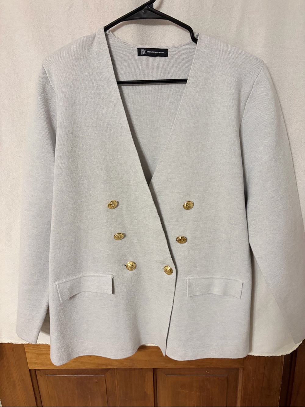 Double-Breasted Women's Blazer Jacket - Light Gray
